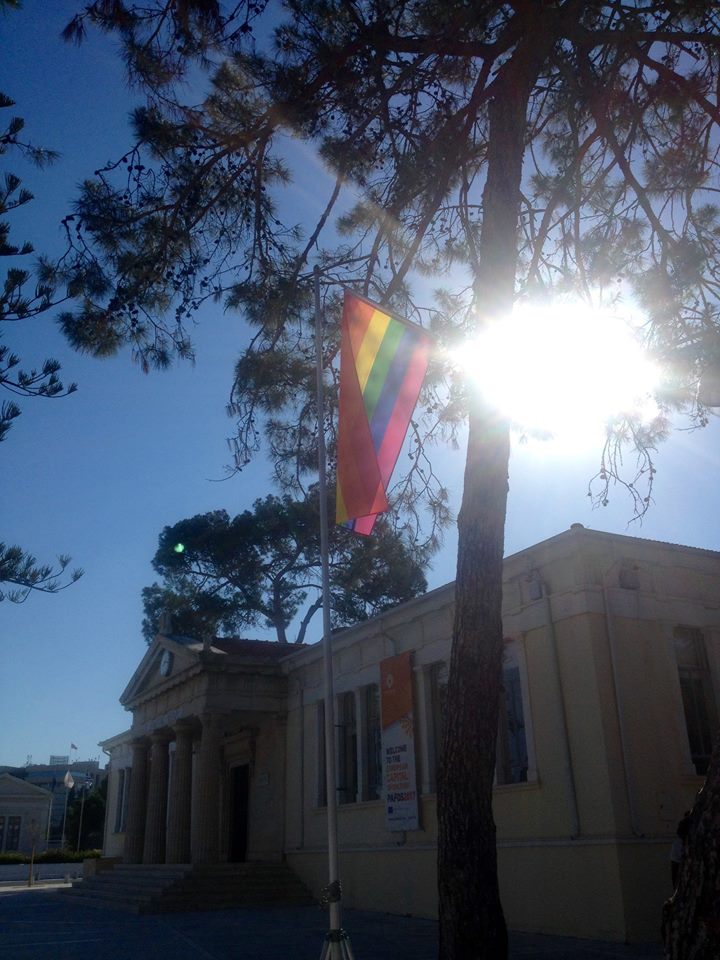 John Theophanous flies rainbow flag solo in Paphos May 2017