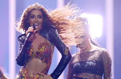 Eleni Foureira represents the Republic of Cyprus singing 'Fuego' at the 2018 Eurovision contest