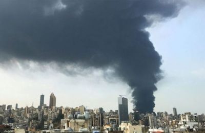 Massive fire raging at Beirut port