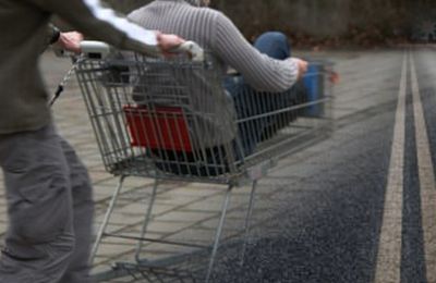 Teens injured after car rams shopping cart