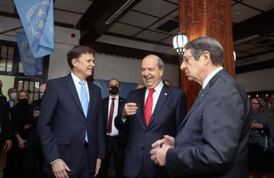 Anastasiades and Tatar meet at UN reception held at Ledra Palace Tuesday night