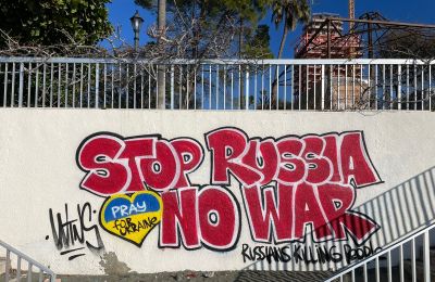 Graffiti and Ukrainian flags abound in Limassol in show of support (images)