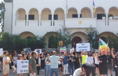 Protests outside Iranian embassy in Nicosia