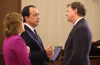 First couple stands at ease during diplomatic reception