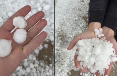 Heavy rain and hail hit parts of the island today