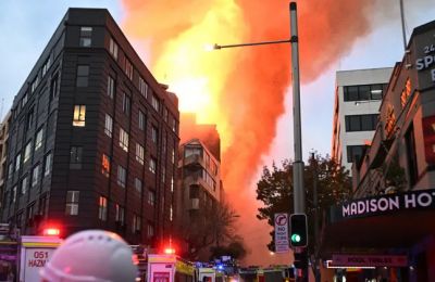 Inferno engulfs Sydney building near Central Station
