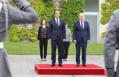 The President visiting Chancellor Scholz in Germany yesterday