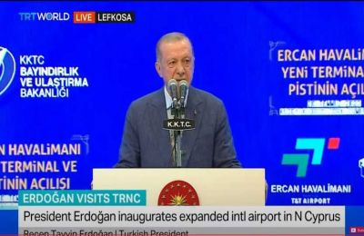 Turkish President inaugurates new runway in occupied territories (video)