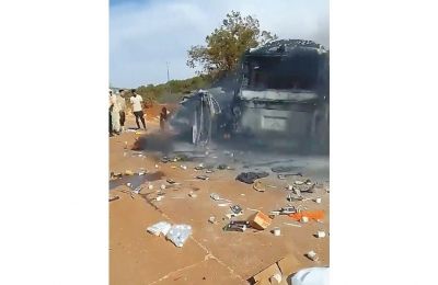 A screengrab from video footage shows the site of the accident. [Tripoli/Al Hadath]