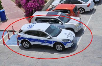 Outrage as police car seen parked in handicapped spot