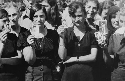 Greek Cypriot women holding pictures of their missing loved ones in 1974.  Photo: Public domain