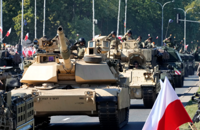 AP Photo showing US Ambrams tanks in Poland