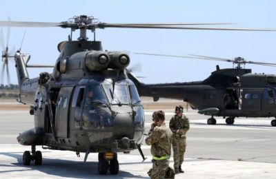 Puma helicopters in RAF Akrotiri in Cyprus, 2023. Credit: PA