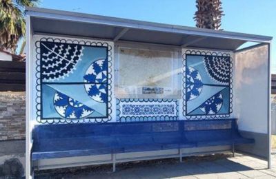 Athienou bus shelters showcase local embroidery art