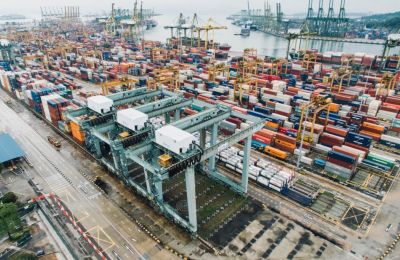 Unsplash file photo of shipping port in Singapore