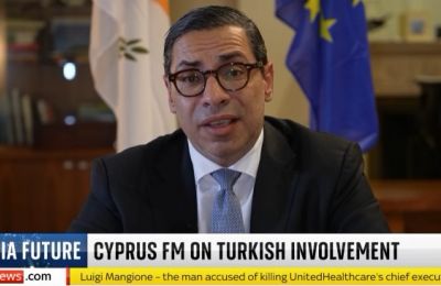 FM Constantinos Kombos on Sky News (screen grab)