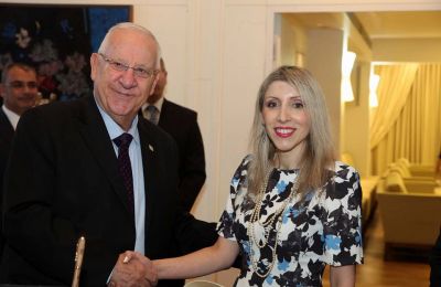 File photo of Ambassador Thessalia-Salina Shambos with President of Israel, Mr Reuven Rivlin