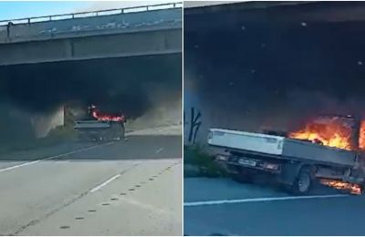 Car fire shuts down lane on Nicosia-Larnaca highway