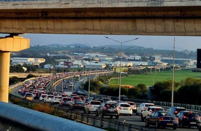 Bumper to bumper traffic on the Nicosia Limassol highway due to roadworks, Saturday, January 25, 2025.