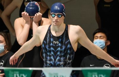 Transgender swimmer Lia Thomson pictured preparing for a swim meet in 2022. Credit: USA Today