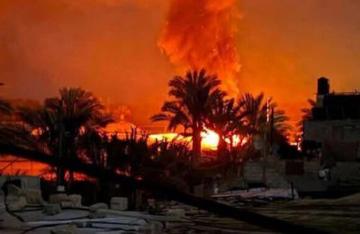 Smoke and debris rise as Israeli airstrikes hit Gaza. Photo courtesy of The Times of Israel webpage