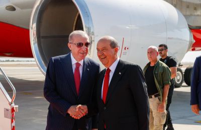 File photo of Erdogan and Tatar Tymbou airport