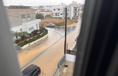Photo of a flooded street in Engomi during last Friday's downpour