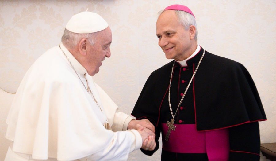 Cardinal Robert Francis Prevost in 2023 with Pope Francis. Photo courtesy of Vatican News