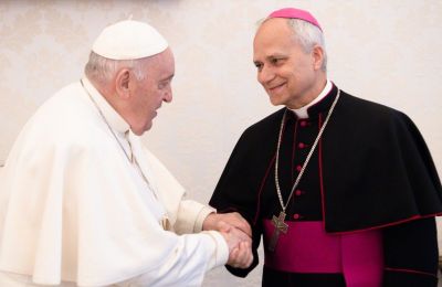 Cardinal Robert Francis Prevost in 2023 with Pope Francis. Photo courtesy of Vatican News