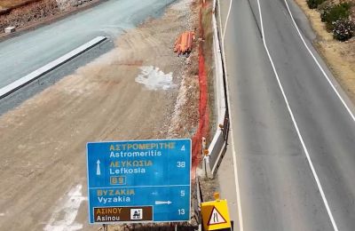 Drone footage of the Astromeritis-Evrychou highway scheduled to be completed by year's end