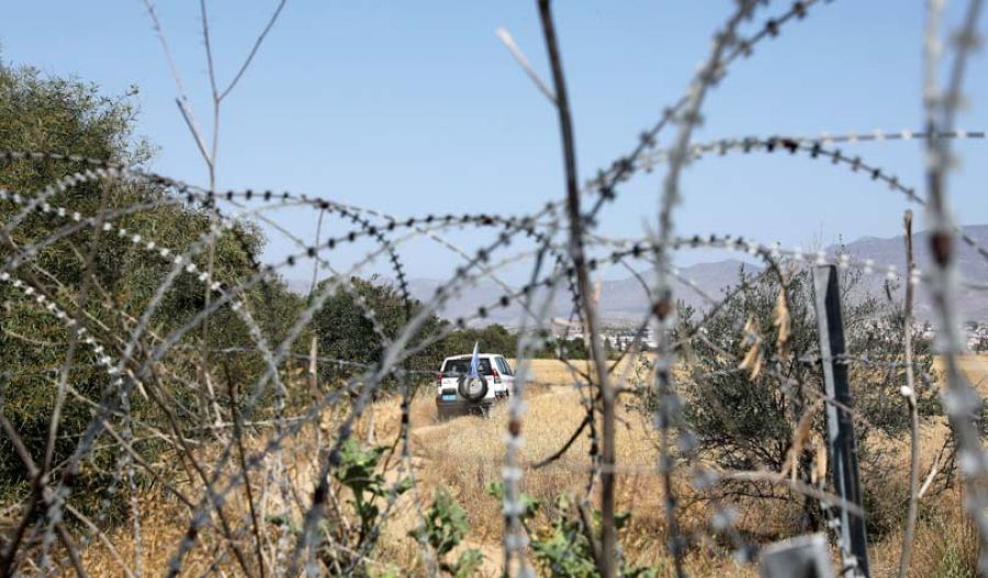 Photo of UN vehicle crossing buffer zone or green line in Cyprus