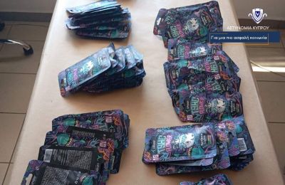 Authorities target controlled cannabis compounds in raid on Larnaca Kiosk. Photos courtesy of CyPolice Facebook