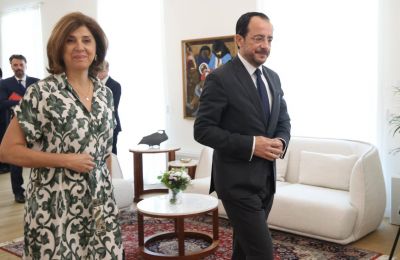 UN Envoy Holguin visiting President Christodoulides at the Presidential Palace on July 7, 2025