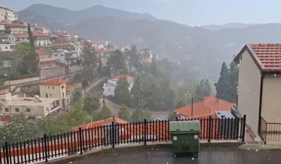 Cyprus sees splash of rain as inland temperatures hit 40°c. Photo screen captured from Demos Papamichael Facebook video