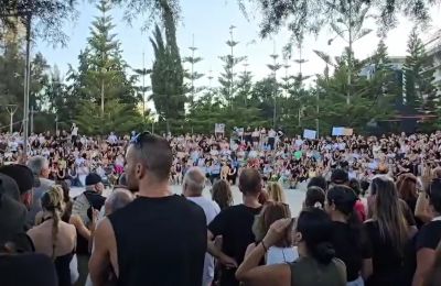 Marchers honor victims, call for stronger wildfire protections in Cyprus. Photo screen captured from elemesos.com website video