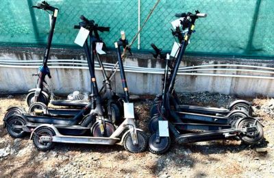 Police photo of confiscated e-scooters.