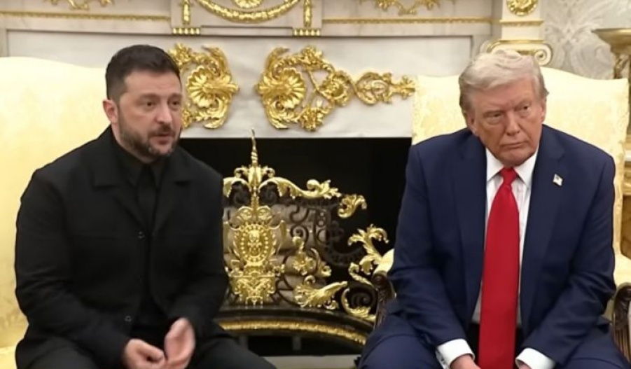 Zelensky swaps military-style gear for a tailored suit in bid to smooth relations with Trump and U.S. officials. Photo screen captured from C-SPAN YouTube video