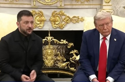 Zelensky swaps military-style gear for a tailored suit in bid to smooth relations with Trump and U.S. officials. Photo screen captured from C-SPAN YouTube video