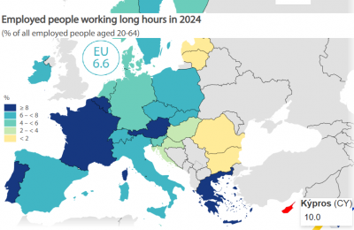Long workweeks remain common in Cyprus, but EU data shows decline over time.