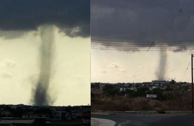 Cooler, wetter weather offers islanders a taste of autumn. Photos screen captured from Chris Belesis and Marios Christou Facebook videos