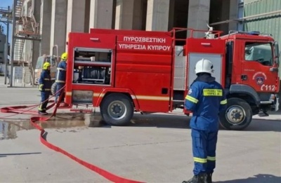Fire breaks out during rooftop work at University of Cyprus. Photo courtesy of Cyprus Fire Service Facebook