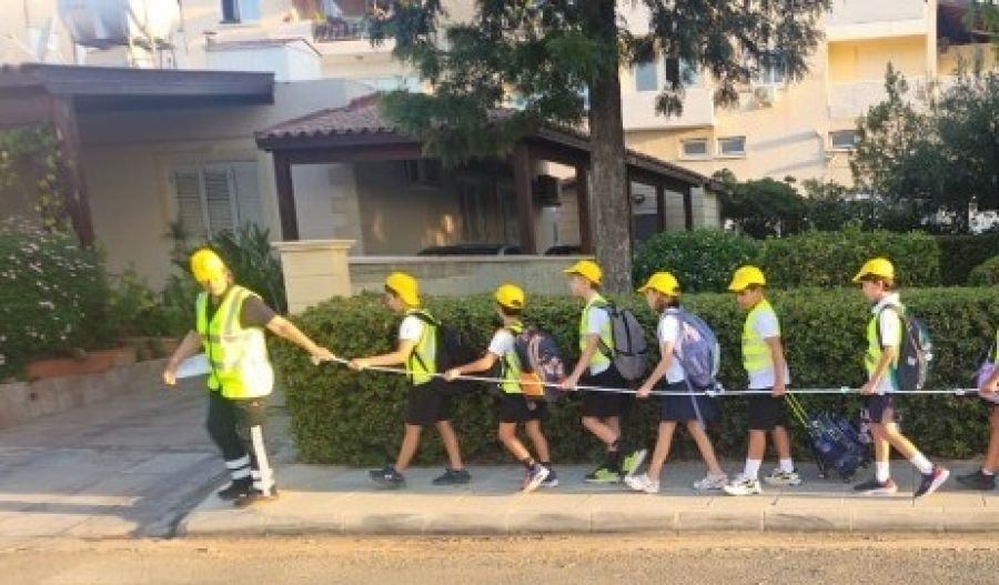 Back to basics: Nicosia kids walk to school in ''walking bus'' pilot
