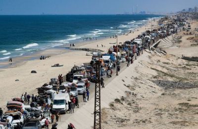 Hundreds of thousands of displaced Palestinians leave northern Gaza after evacuation order from Israel.