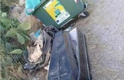 Residents react to mystery coffin dumped on Strovolos street. Photo from social media