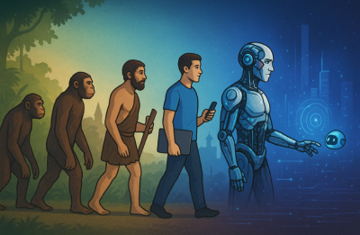 From donkeys to Mars and smartphones to AI. Are we still the same species at heart? Photo credit: AI