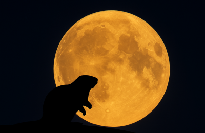 The Beaver Moon glows undisturbed, its golden light softening the thin veil of dust drifting through the night air.