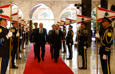 Lebanese President Joseph Aoun and Cyprus President Nikos Christodoulides on his visit to Lebanon to sign a historic maritime deal on November 26, 2025.