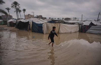 AP photo of a flooded camp in Gaza