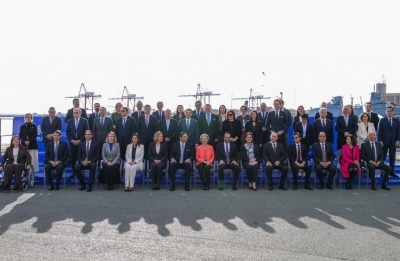 EU College of Commissioners meets Cyprus Cabinet at Limassol Port during presidency visit