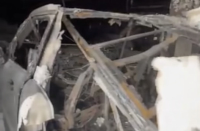 Eight cars, 11 motorcycles destroyed in early-morning blaze; police say fire was set deliberately. Photo credit: @PhedonasPhedonos Facebook